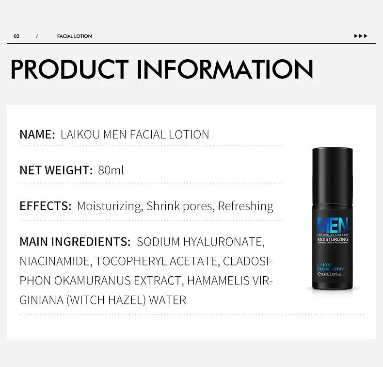 LAIKOU Face Lotion For Men Sensitive Skin Firming Cream Refreshing Moisturizin Men's Night Moisturizer Facial Skin Care Products