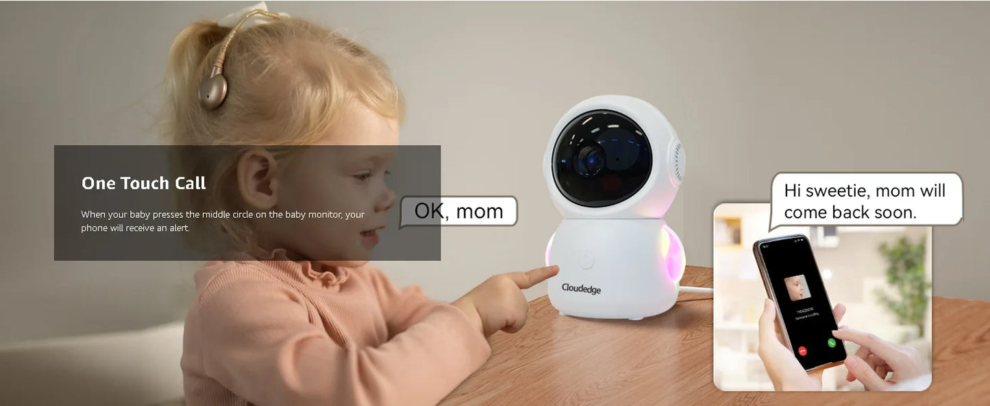 2K Baby Monitor Surveillance Camera Dual-frequency Crying Machine Indoor Safety Protection Remote Monitoring Voice Intercom