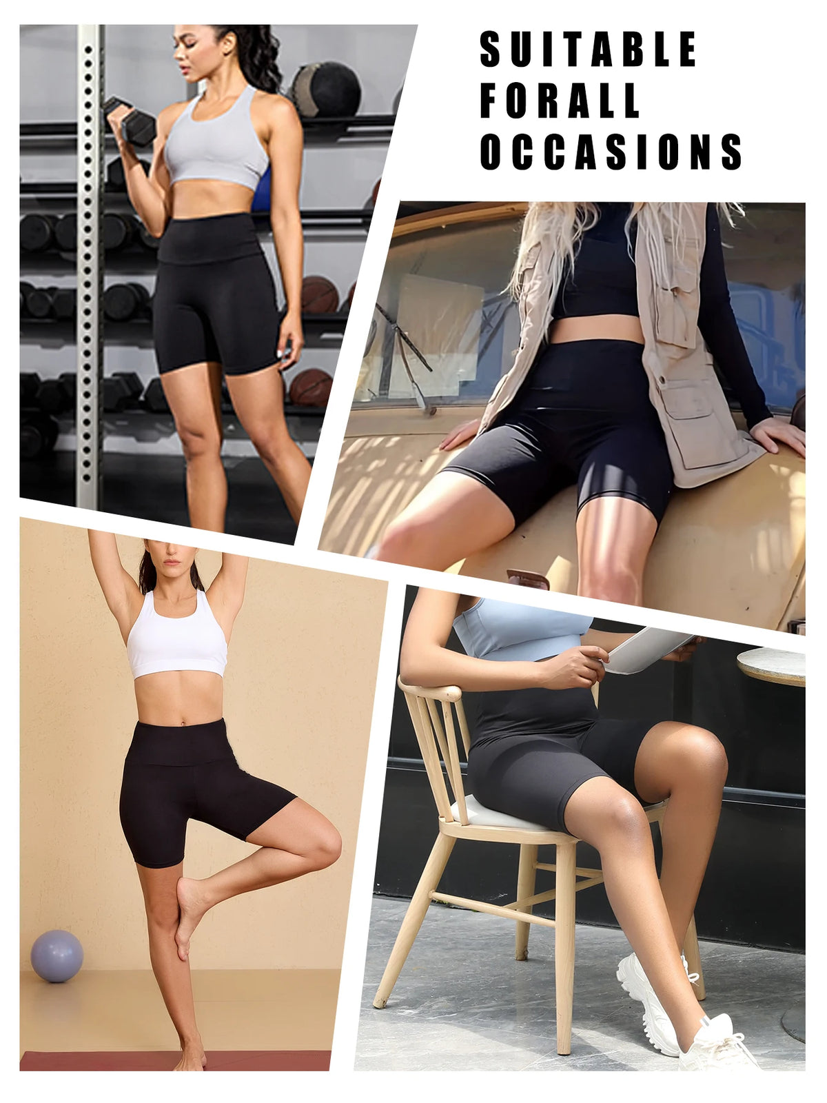 Women's High Waisted Biker Shorts | Super Soft Tummy Control Push Up | No See-Through Yoga Running Gym