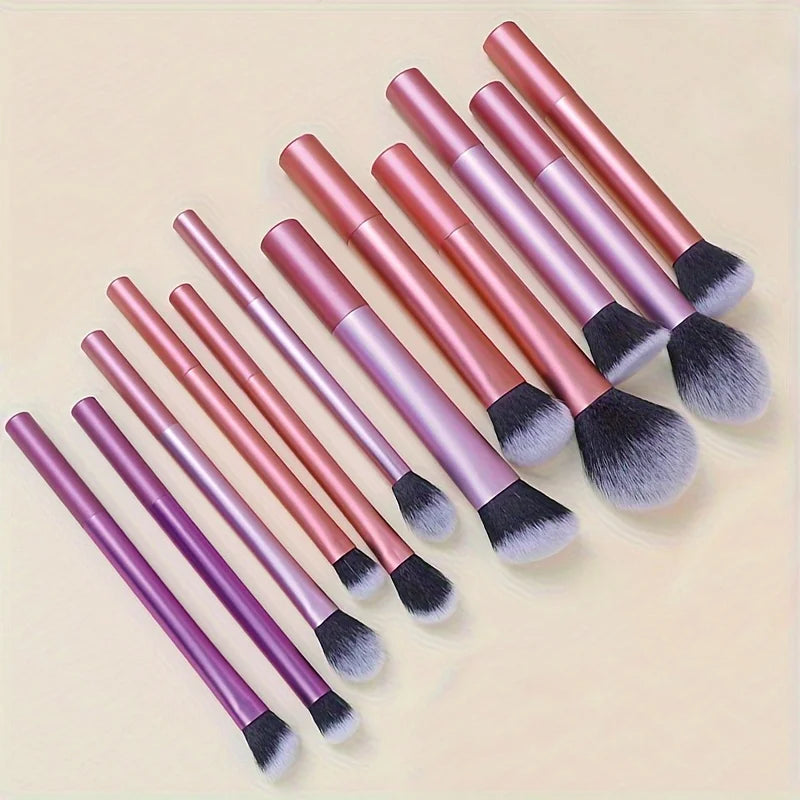 12pcs Multi-Functional Complete Makeup Brush Set: Loose Powder Brush, Blush Brush, Foundation Brush, Eyeshadow Brush, Blending B