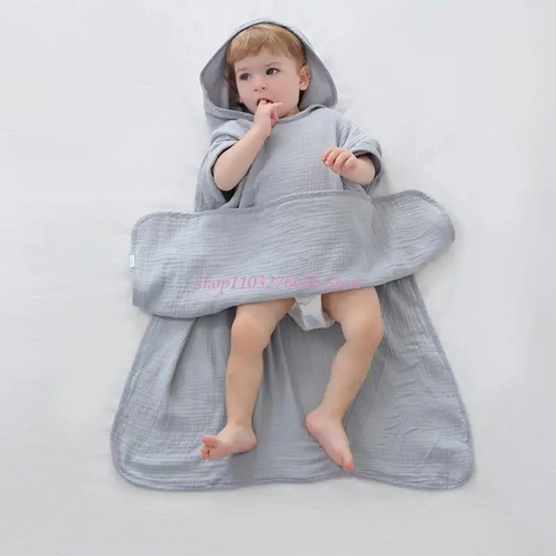 R6FD Baby Bath Towel Cotton Hooded Beach Towel for Newborn Towels Kids Bathing