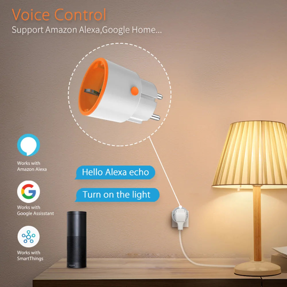 EU 16A Tuya ZigBee Smart Home Energy Monitoring Plug Outlet Socket Alexa Google, Home Assistant, Zigbee2mqttt, Smartthings Hub