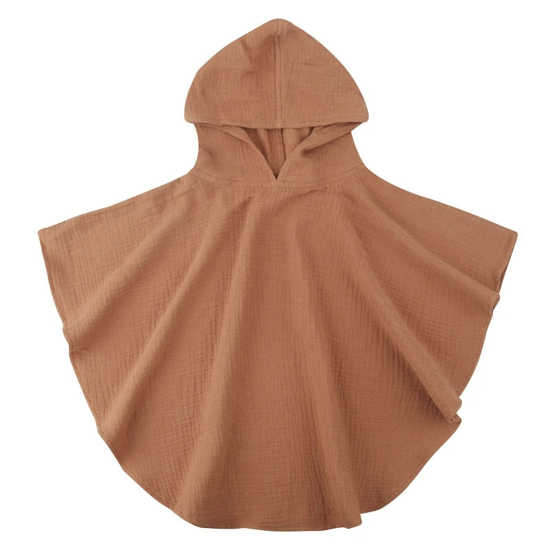 Pure Cotton Baby Towel Solid Color Muslin Baby Hooded Bath Towel Kids Newborn Swim Beach Bathrobe Quick Dry Facecloth Baby Stuff