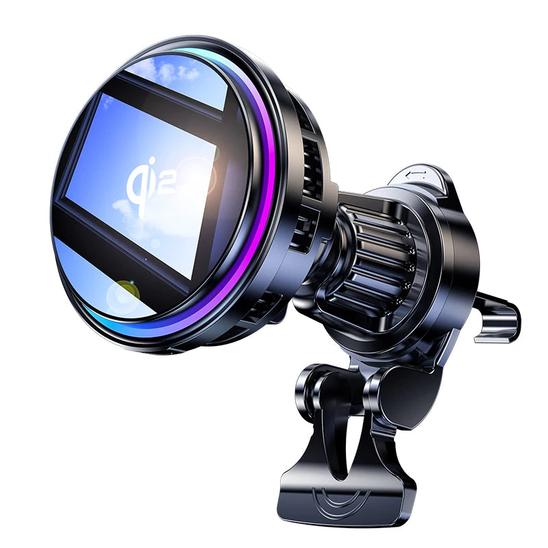 Magnetic Wireless Car Charger Phone Holder QI2 Ice Cooling RGB Tempered Glass Fast Charging Radiator For Magsafe iPhone 12-16