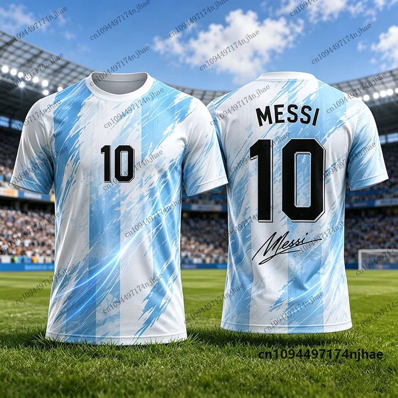 2 Piece Outfits Children Tracksuit Messi No.10 Print T-Shirt+Shorts Sets Football Jersey Casual Suit Sports Kids/Adult Clothes