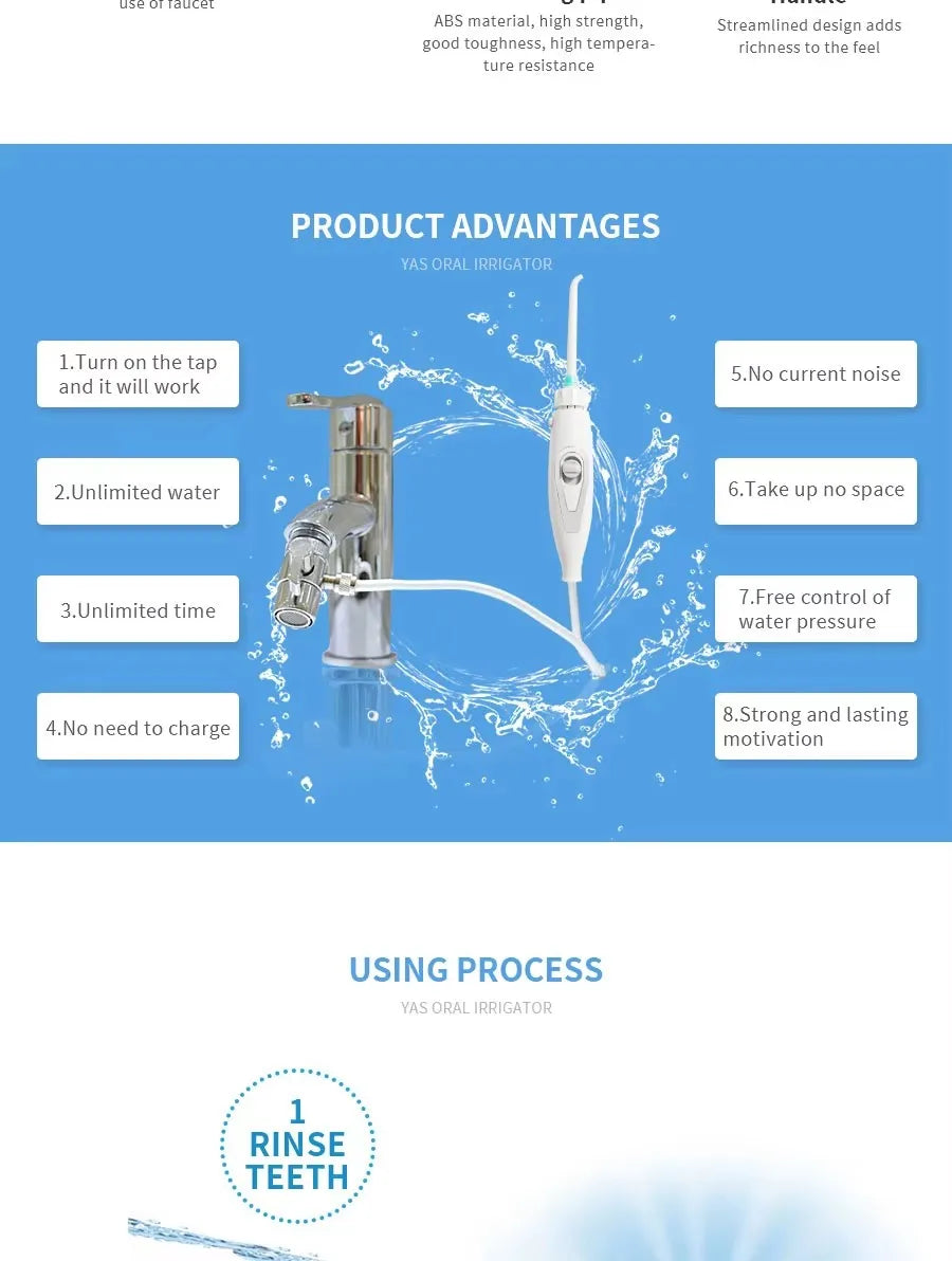 Faucet Oral Irrigator Water Jet For Cleaning Toothpick Teeth Flosser Dental Irrigator Implements Dental Flosser Tooth Cleaner