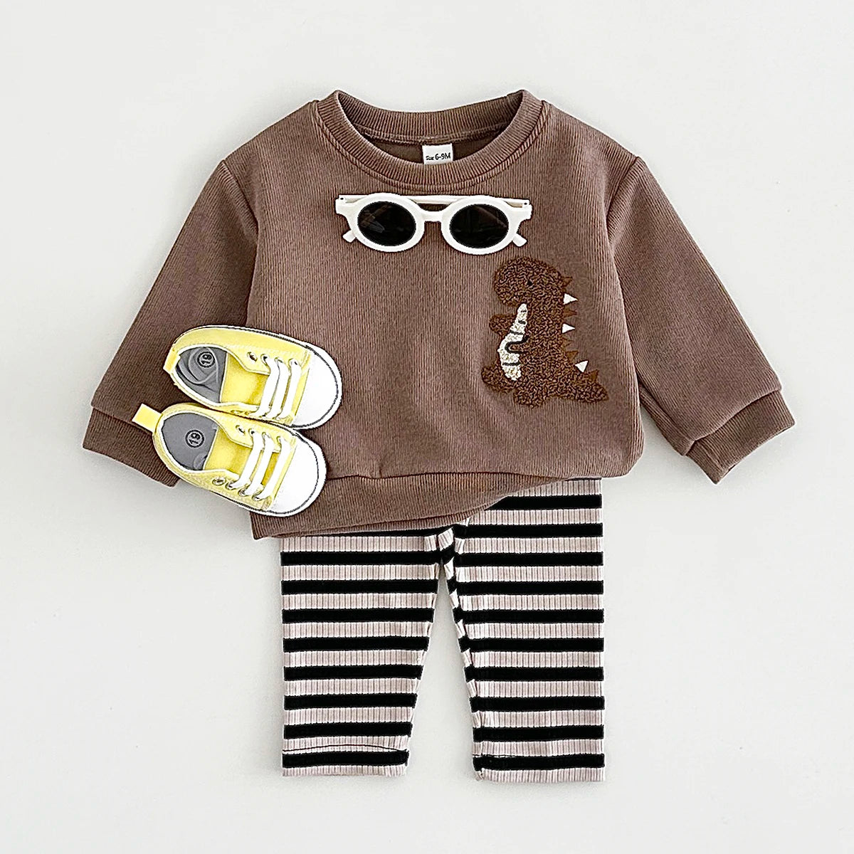 2024 Autumn Baby Clothes Sets Boy Girl Baby Infant Suits Cute Cartoon Animal/Dinosaur Embroidery Warm Top+Pants Newborn Clothes