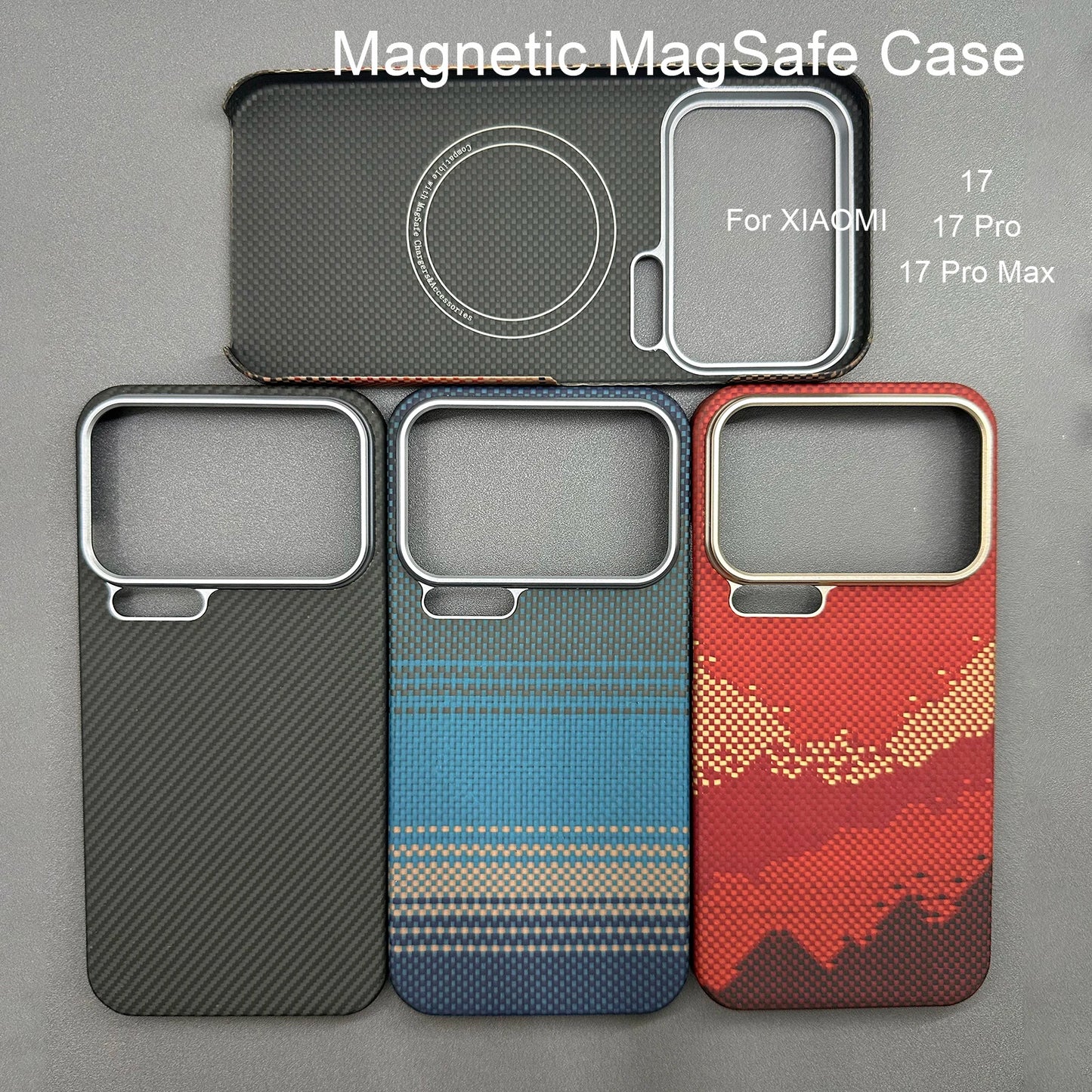 For xiaomi 17 pro max case kevlar 600d carbon aramid fiber magsafe fabric thin hard cover 17 pro magnetic balck Slim light red