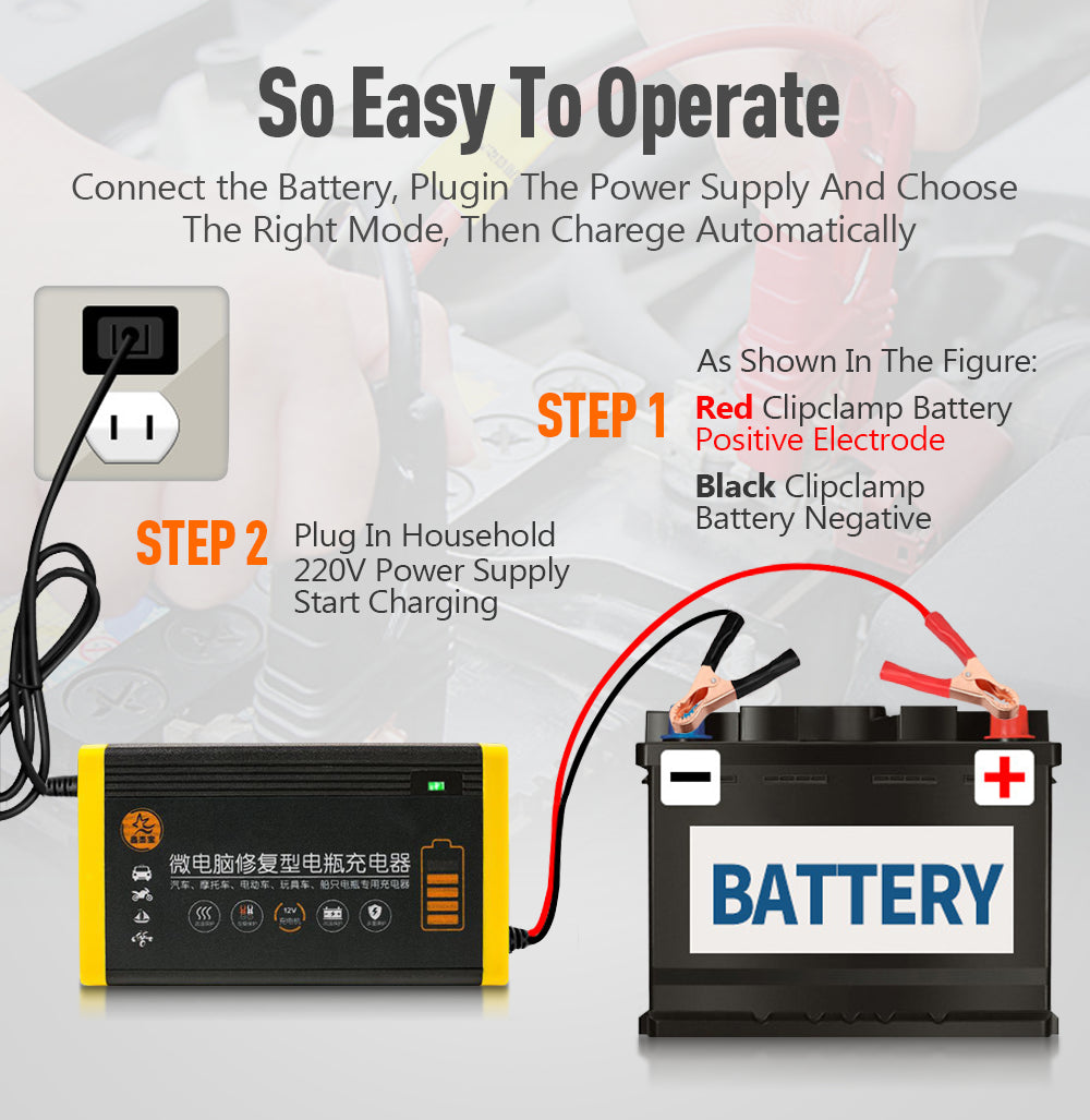 Car Battery Charger 10A 12V Automotive Battery Charger 24V 5A Car Accesorries Digital Display Detection Pulse Repair Car Charger