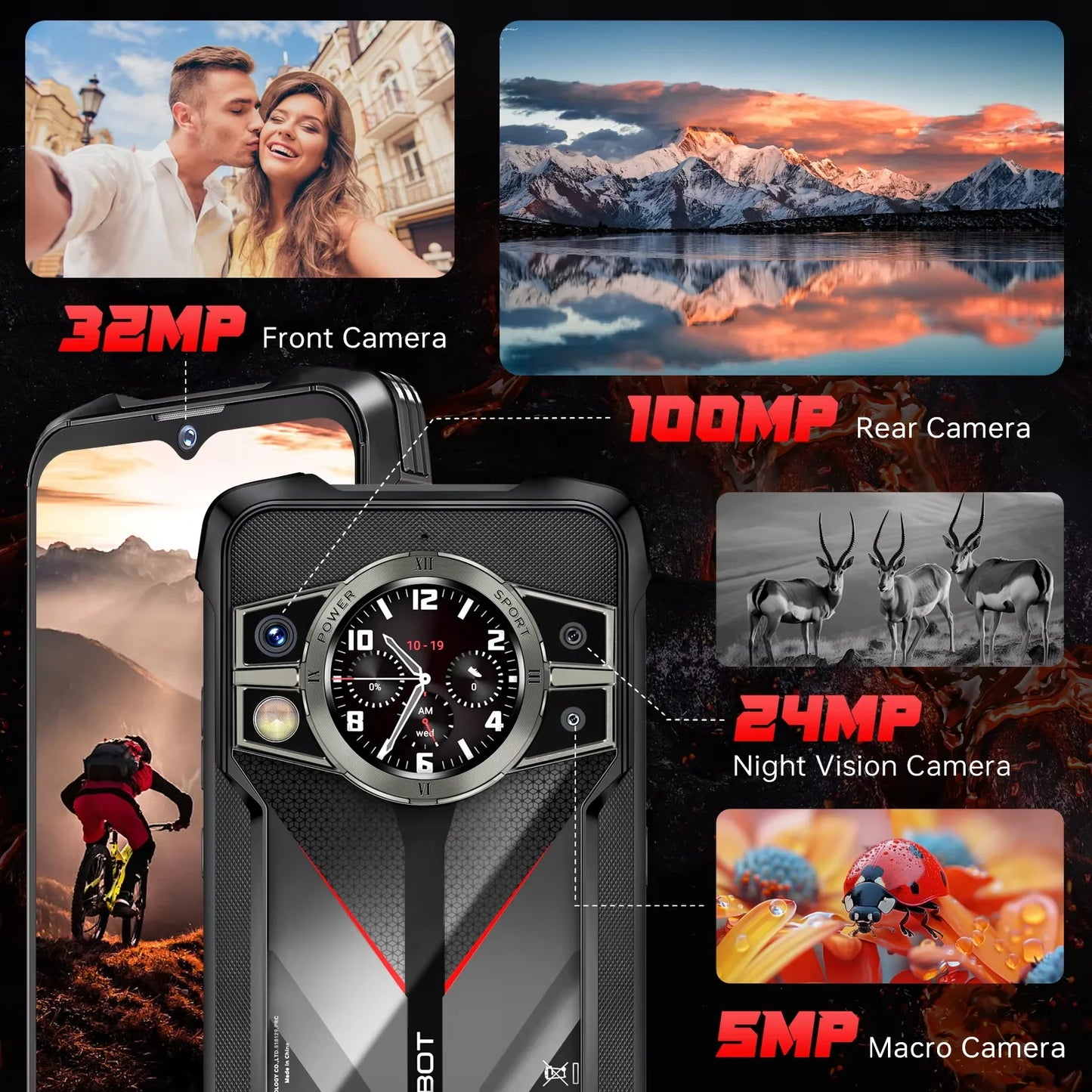 CUBOT KingKong 9,Android 14,24GB+512GB/1TB,10600mAh/33W,100MP+24MP Night Vision,6.58''FHD+1.35"Mini Screen,4G Dual SIM/NFC/IP68