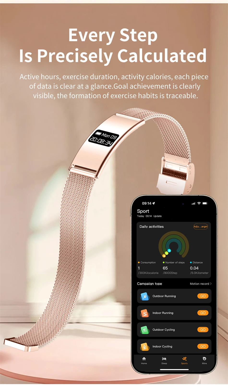 Men Women Smart Bracelet Heart Rate Sleep Monitor Health Smart Band Waterproof Sports Fitness Tracker Smartwatch for Android iOS