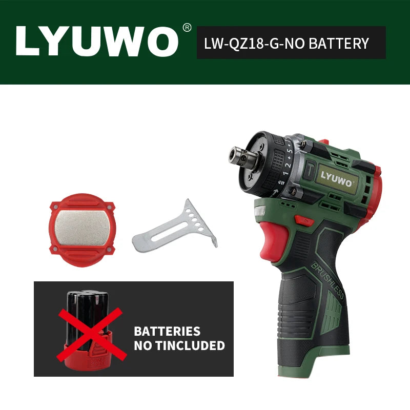 LYUWO Brushless Cordless Electric Screwdriver Kit with Fast-Charging Battery,LED Work Light&Ergonomic Grip(Drill/Driver 2-in-1)