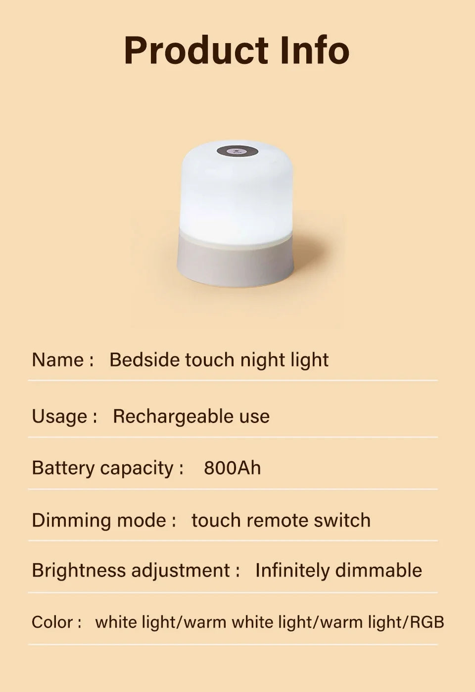 LED Table Lamp Touch Bedside Lamp 13 Color Changing Night Light Room Decor Remote Dimmable Rechargeable Bedside Night Lamp