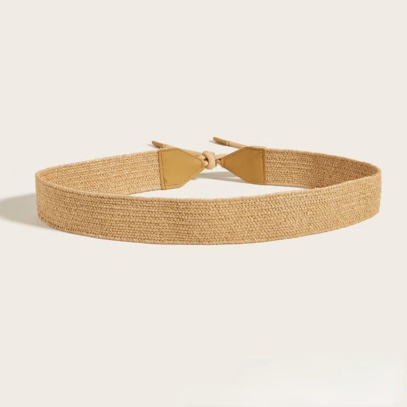 New Korean Version of Rope Belt for Women Fashion All-in-one Dress Bohemian Pastoral Style PP Grass Woven Wide Belt Summer