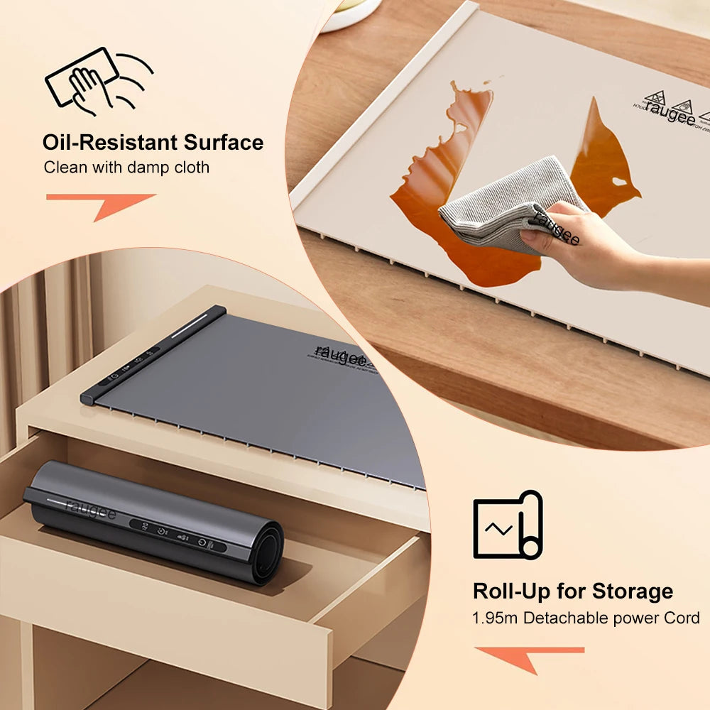 Electric Heating Plate Silicone Dining Table Food Warmer Mat Fast Warming Food Coffee Heater Tray Foldable Food Warming Plate
