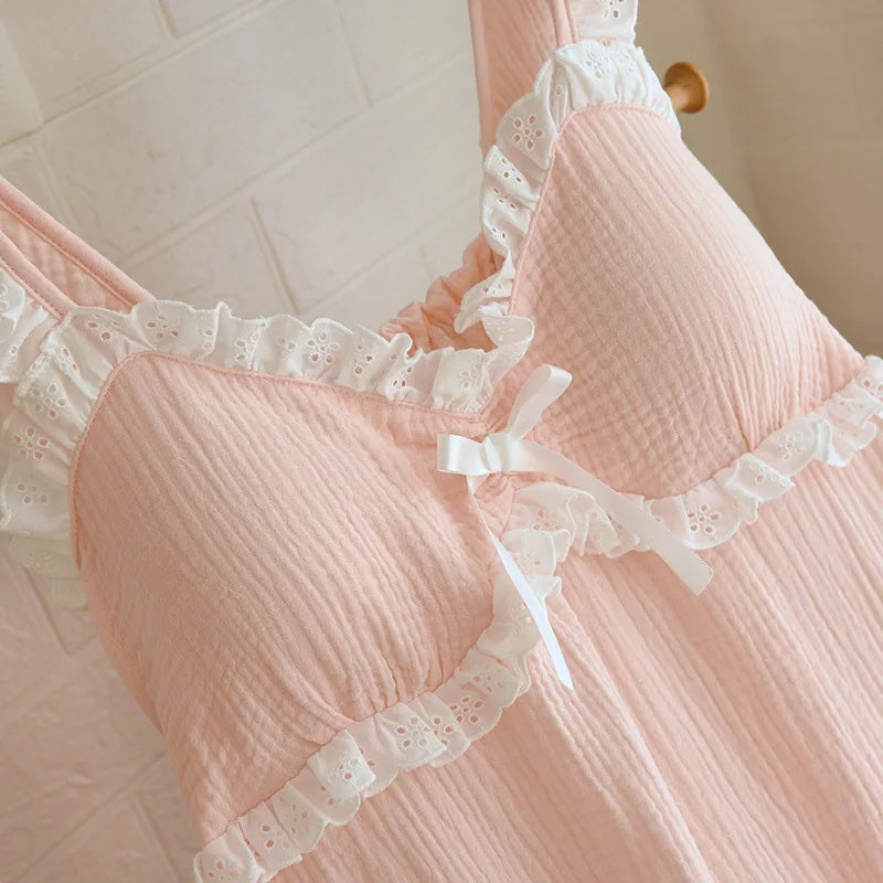 Cotton Solid Color Long Style Nightgown for Women Sleepwear Spring Summer and Autumn Casual Wear Cool Night Gown for Women