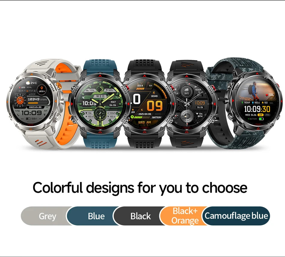 2025 New Outdoor Millitary Smart Watch Men GPS Positioning 540mAh Battery Waterproof Sports Fitness Tracker BT Call Smartwatch