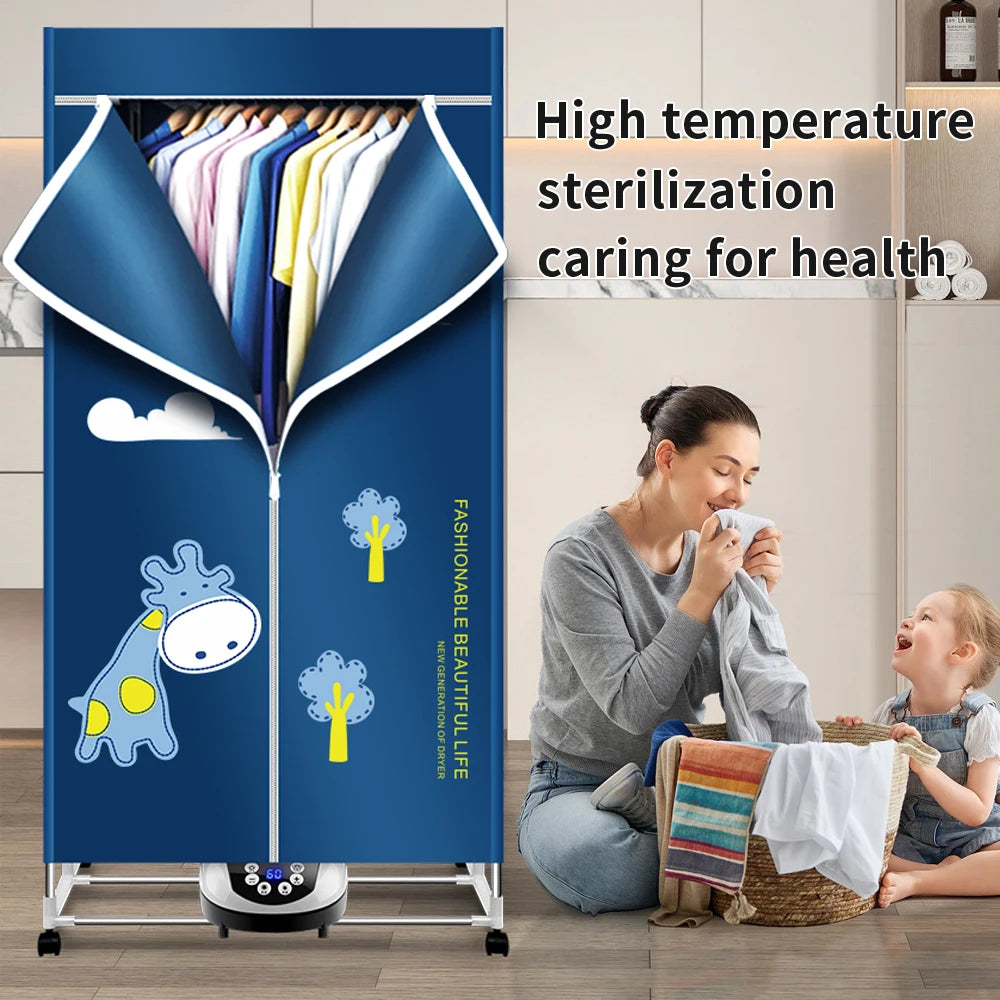 Portable Electric Clothes Dryer,220V-1500W Heated Clothes Airer, Heated Clothes Dryer with Timer, Electric Clothes Dryer