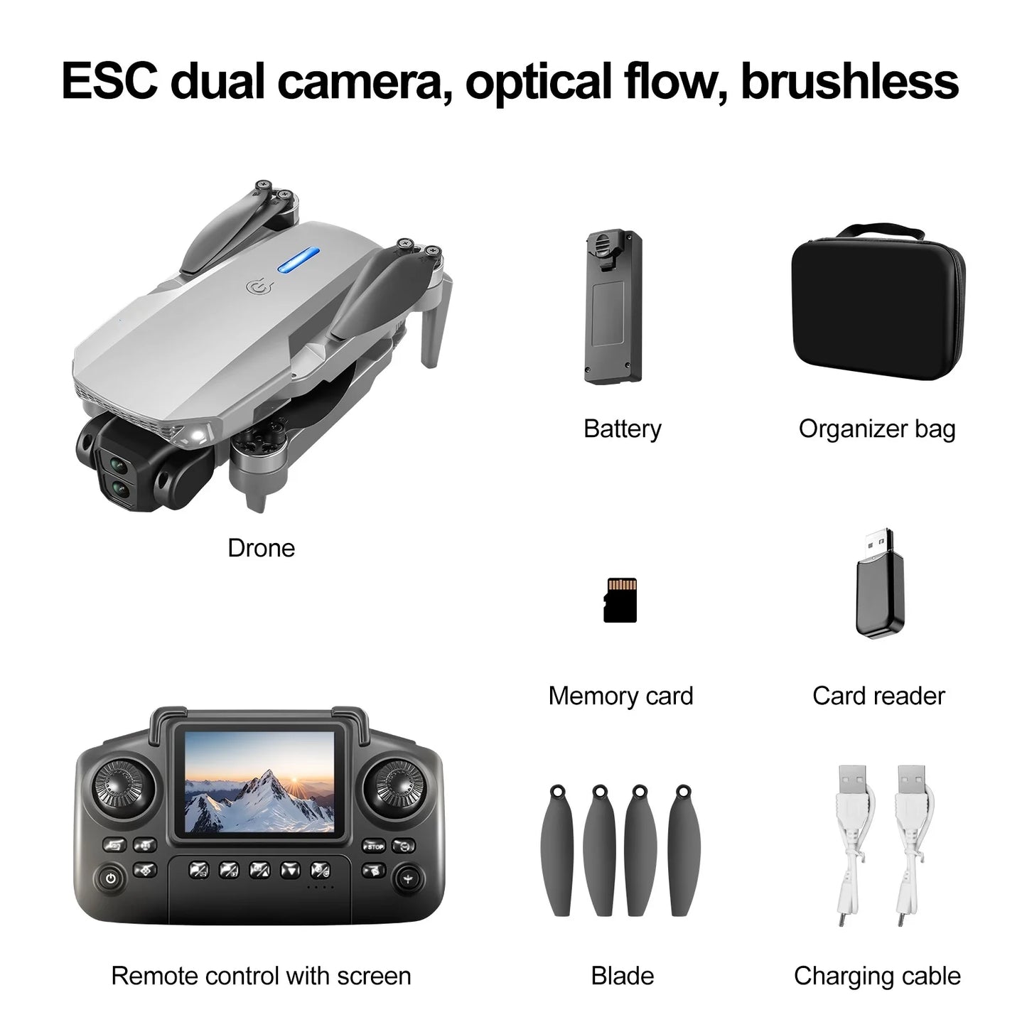 2025New E88 MAX White Drone 8K HD 4.3" Remote Control Headless Mode Helicopter 360 Flip Quadcopter Toys Mini Drone Kid Toy Gifts