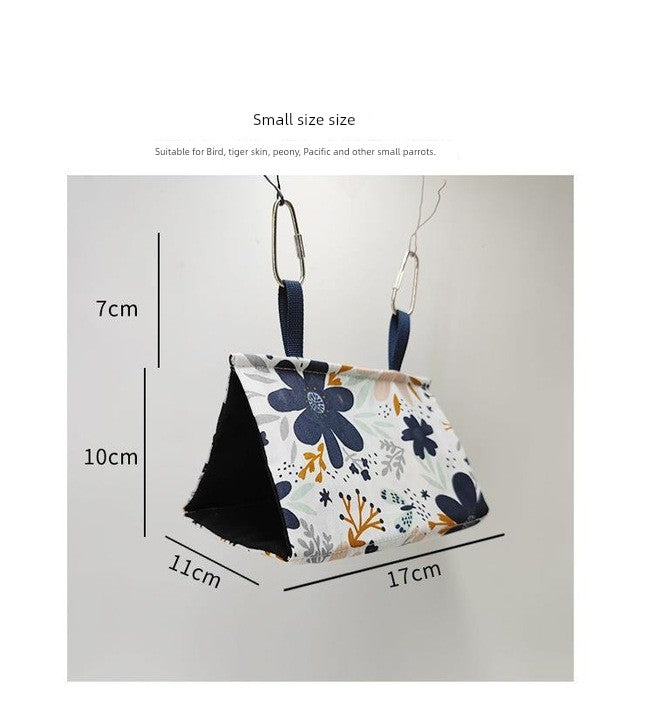 Parrot Spring and Summer Bird Nest Hammock Sunshade 100% Cotton Canvas Hanging Swing Bird Cage Supplies Tiger Skin Peony Mysterious Style