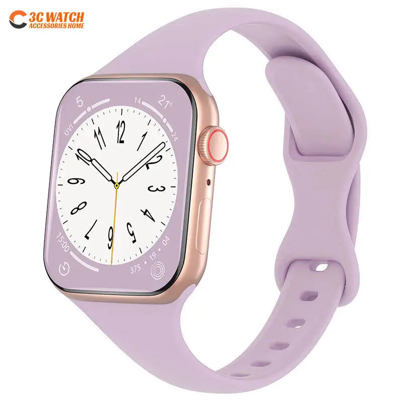 Thin Silicone Strap For Apple Watch 40mm 44mm 45mm 41mm 38mm 42mm Solid Color Strap Bracelet For IWatch Series 1 2 3 4 5 6 SE 7