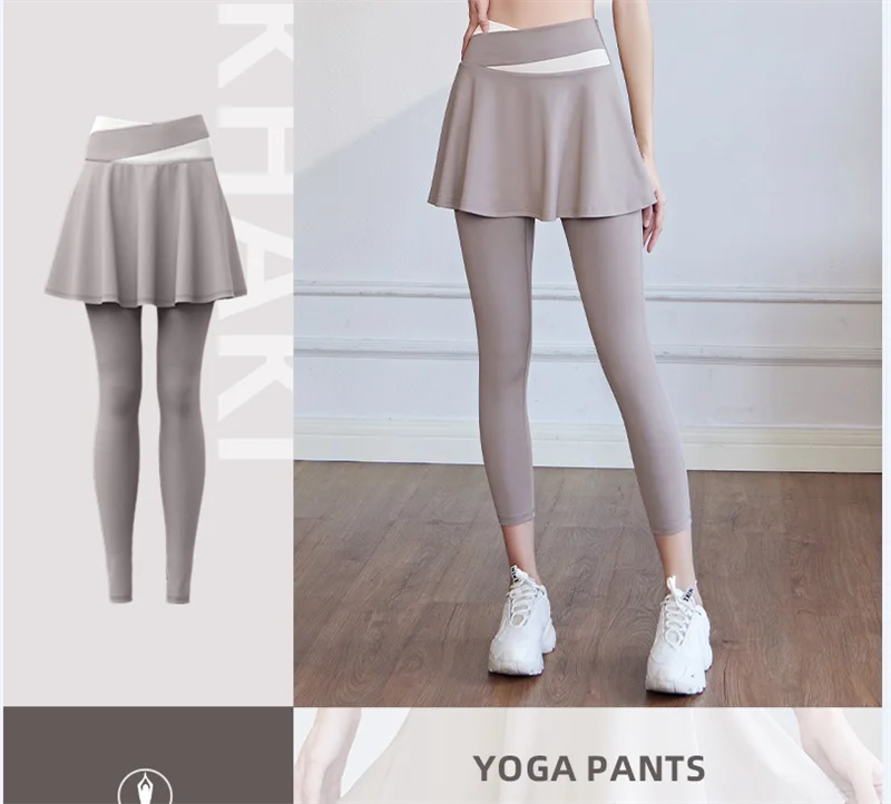 Aiithuug Tennis Skorts Cross-waist Skirted Legging Yoga Legging with Skirts Tennis Leggings Soft Stretchy Tennis Dresses Running