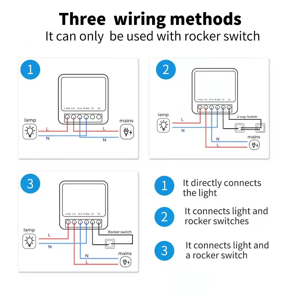 Wifi Mini Smart Switch 16A DIY Light Switches Wireless Smart Home with Tuya Smart Life EweLink Homekit Alexa Alice Google Home