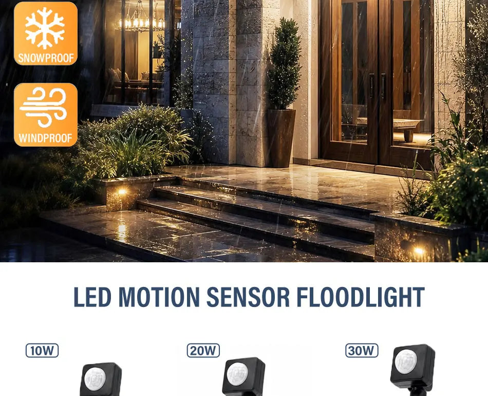 LED Motion Sensor PIR 220V Flood Light White Outdoor Wall Light 10W 20W 30W 50W 100W IP66 Street Light Outdoor Garden Lamp