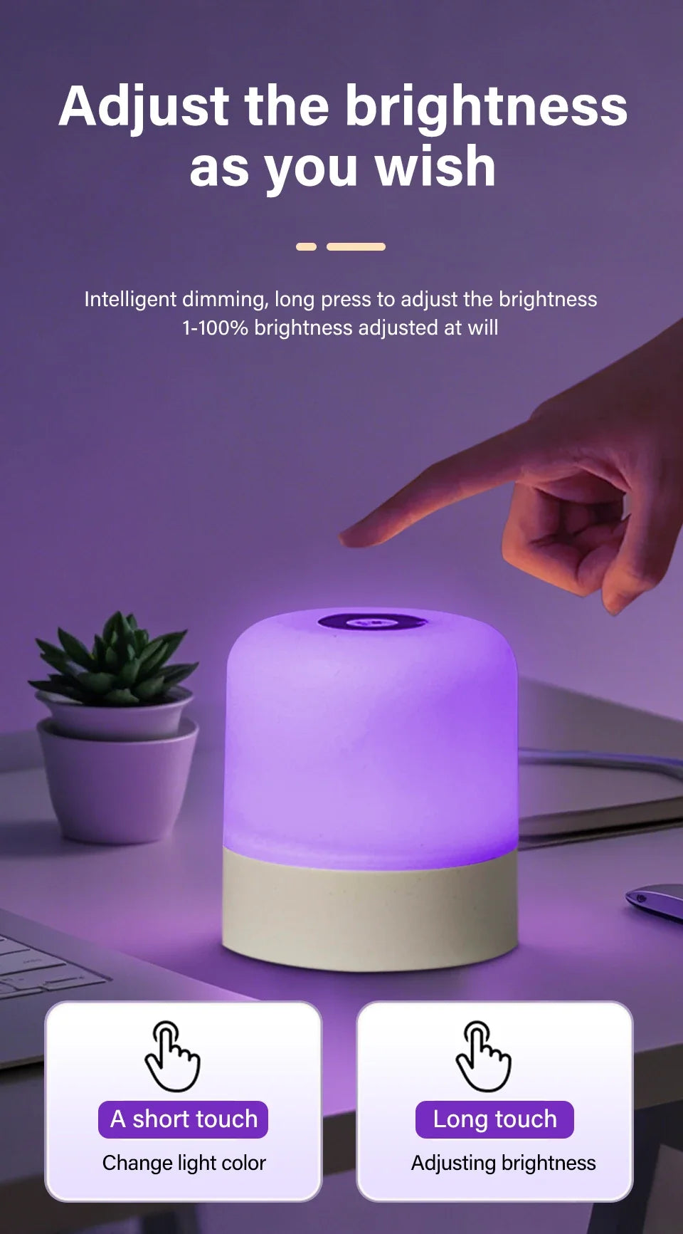 LED Table Lamp Touch Bedside Lamp 13 Color Changing Night Light Room Decor Remote Dimmable Rechargeable Bedside Night Lamp