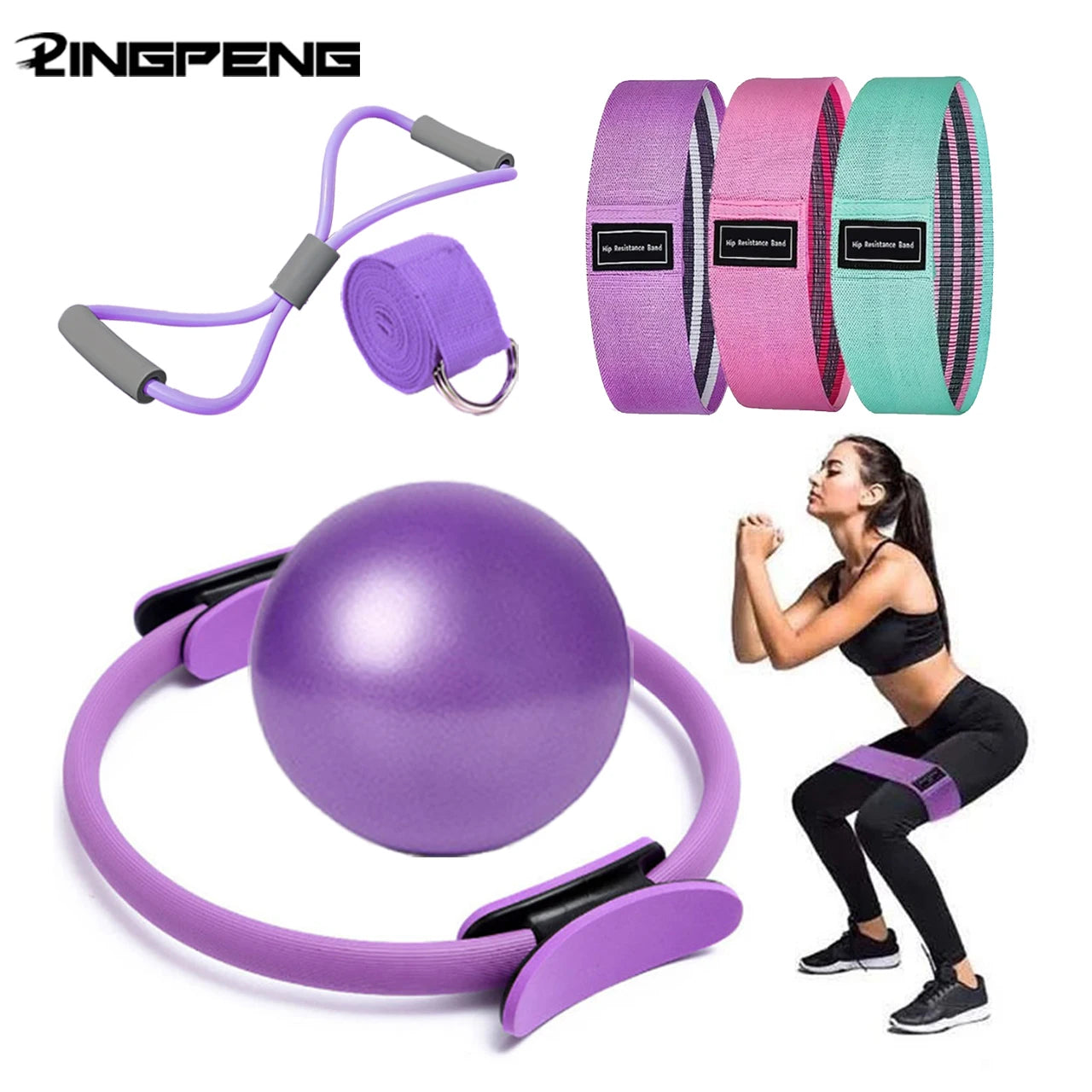 NEW Pilates Ball And Ring Set Pilates Fitness Ring Resistance Band Exercise Workout Fitness Equipment For Pregnancy Postpartum