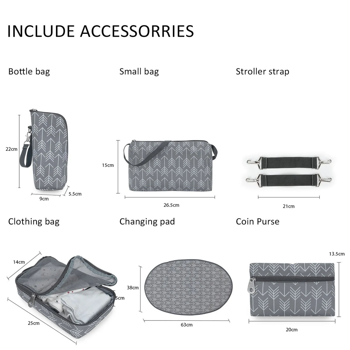 Women Shoulder Bag Travel 7 Pcs/Set Baby Diaper Bags Go Out Large Capacity Newborn Nappy  Bag with Changing Pad Multi-functional