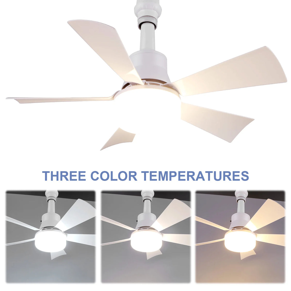 2-in-1 Socket Ceiling Fans Lights with Remote Control Timing 3 Speed Adjustable for Bedroom Kitchen Office Home for Living Room