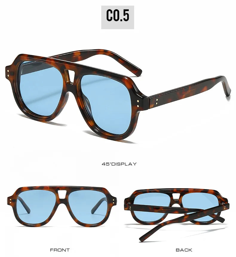 Pilot Dual Bridge Photochromic Reading Glasses Men Women Trendy Designer Prescription Optical Eyewear Customized Sunshade Lenses