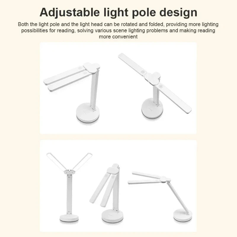 LED Desk Lamp 3 Levels Dimmable Touch Night Light USB Rechargeable Eye Protection Foldable Table Lamp For Bedroom Bedside Readin