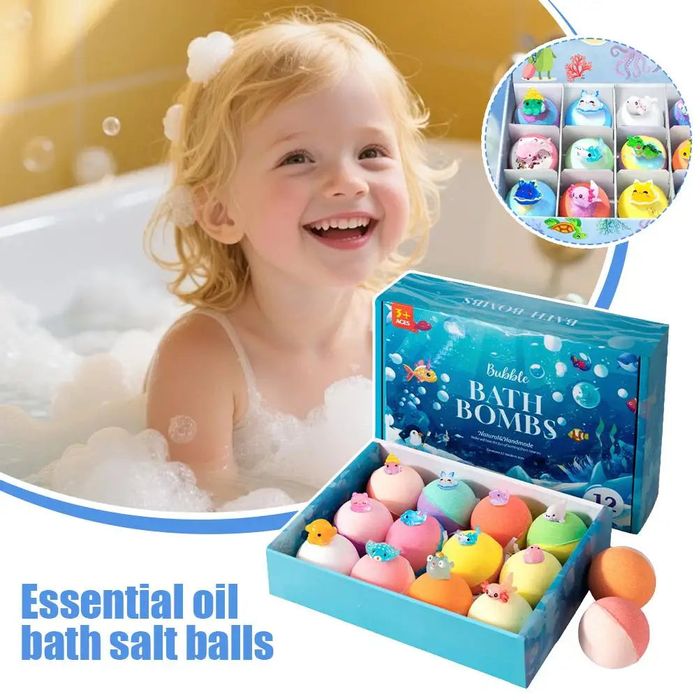 Bubble Bath Bombs For Kids 12 Pack Ocean Themed With Hidden Floating Toys Safe Essential Oil Moisturizing Bath Fizzies