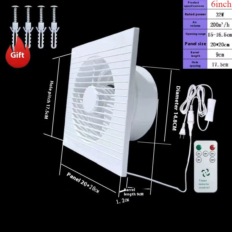 220V 4 inch 6 inch 8inch Hanging Wall White Ventilador Small Ventilator Extractor Exhaust Fans Toilet Bathroom Kitchen Fan