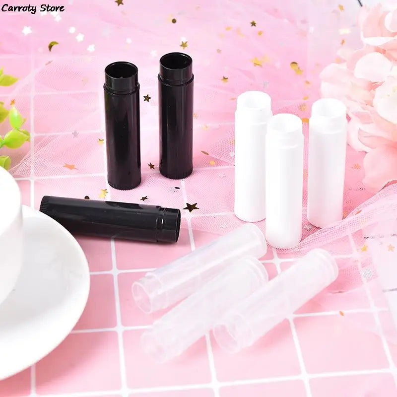 100pcs Clear Black White Balm Tube Container With Cap Cosmetic Sample Container 5ml Diy Empty Lipstick Bottle Lip Gloss Tube Lip