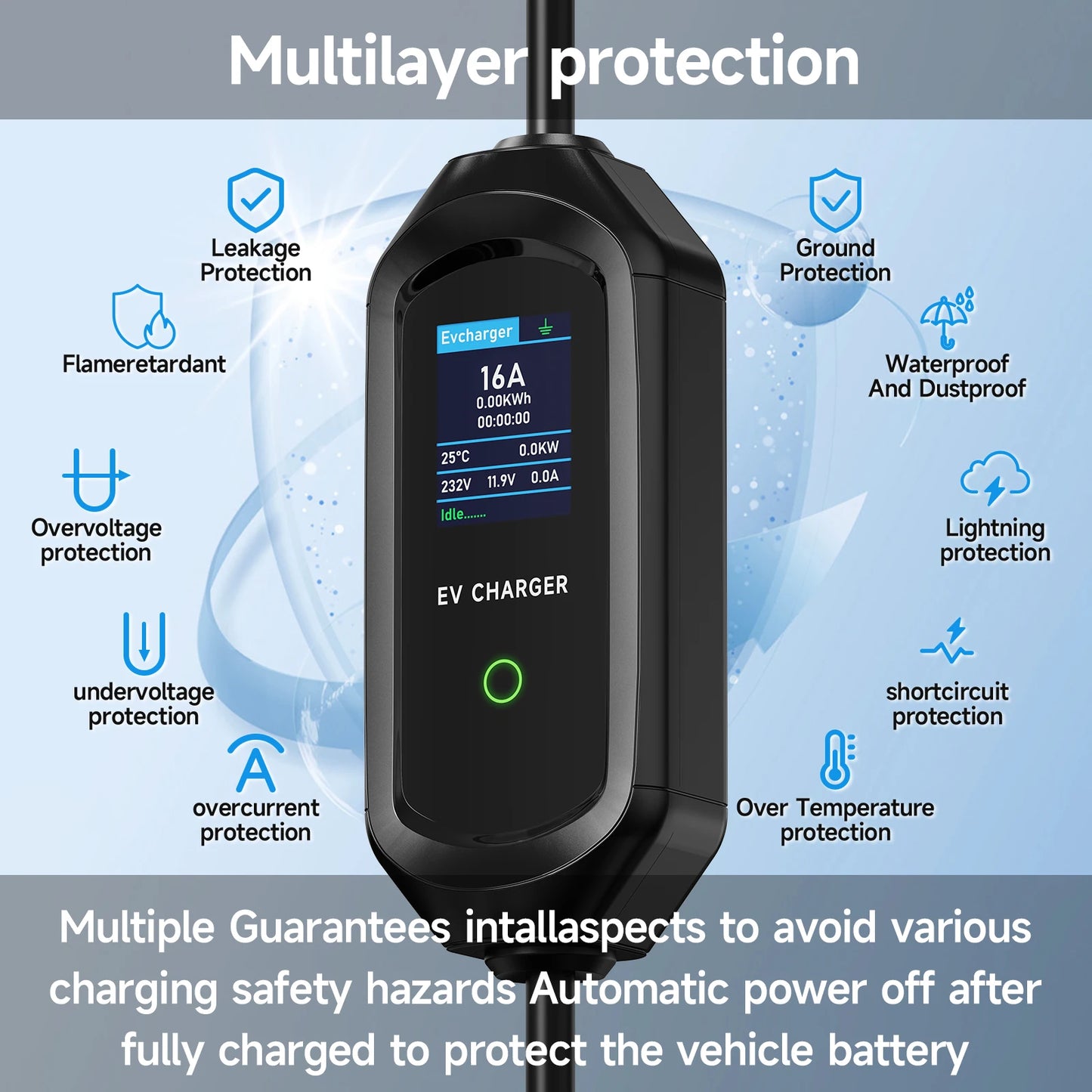 AFYEEV 3600W Portable Electric Car Charger Type 2 IEC62196-2 Charging Cable EV Charging Station Wallbox EVSE Electric Charger
