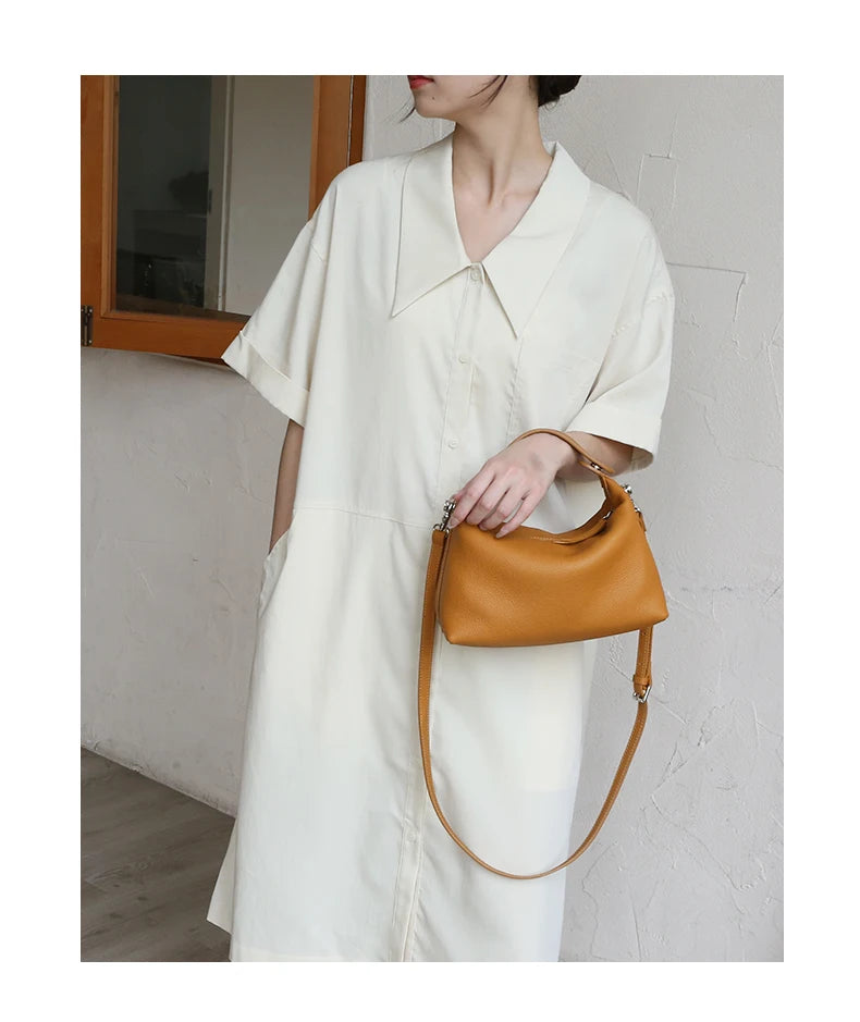 2024 New Women's Bag Female Luxury Soft Genuine Leather Handbag Lady Fashion Daily Casual Shoulder Bag Girls Crossbody Messenger