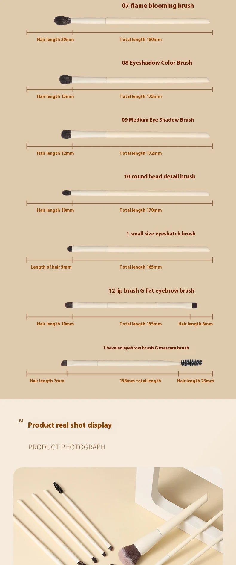 13pcs Synthetic Fiber Makeup Brush Set: Foundation Brush, Eyeshadow Brush, Highlight Brush, Eyebrow Brush, Eyelash Brush
