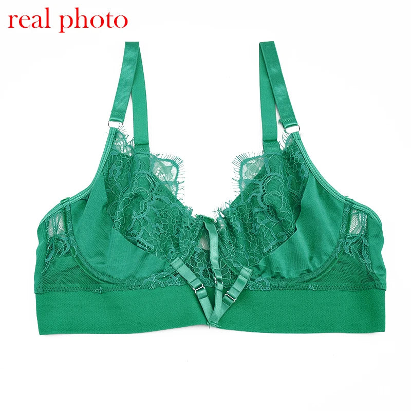 Sexy Bra Green Lingerie For Woman Erotic Underwear Set Lace Bandage Bralette Set Sexy Push up Lenceria 3 Piece Set
