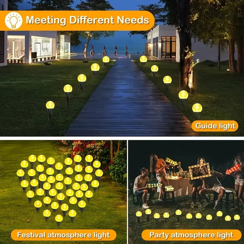 LED Solar Garden Light  Bubble Path Lighting Crystal Ground Stakes Outdoor Lawn Lights- 8 Modes for Christmas Party Decoration