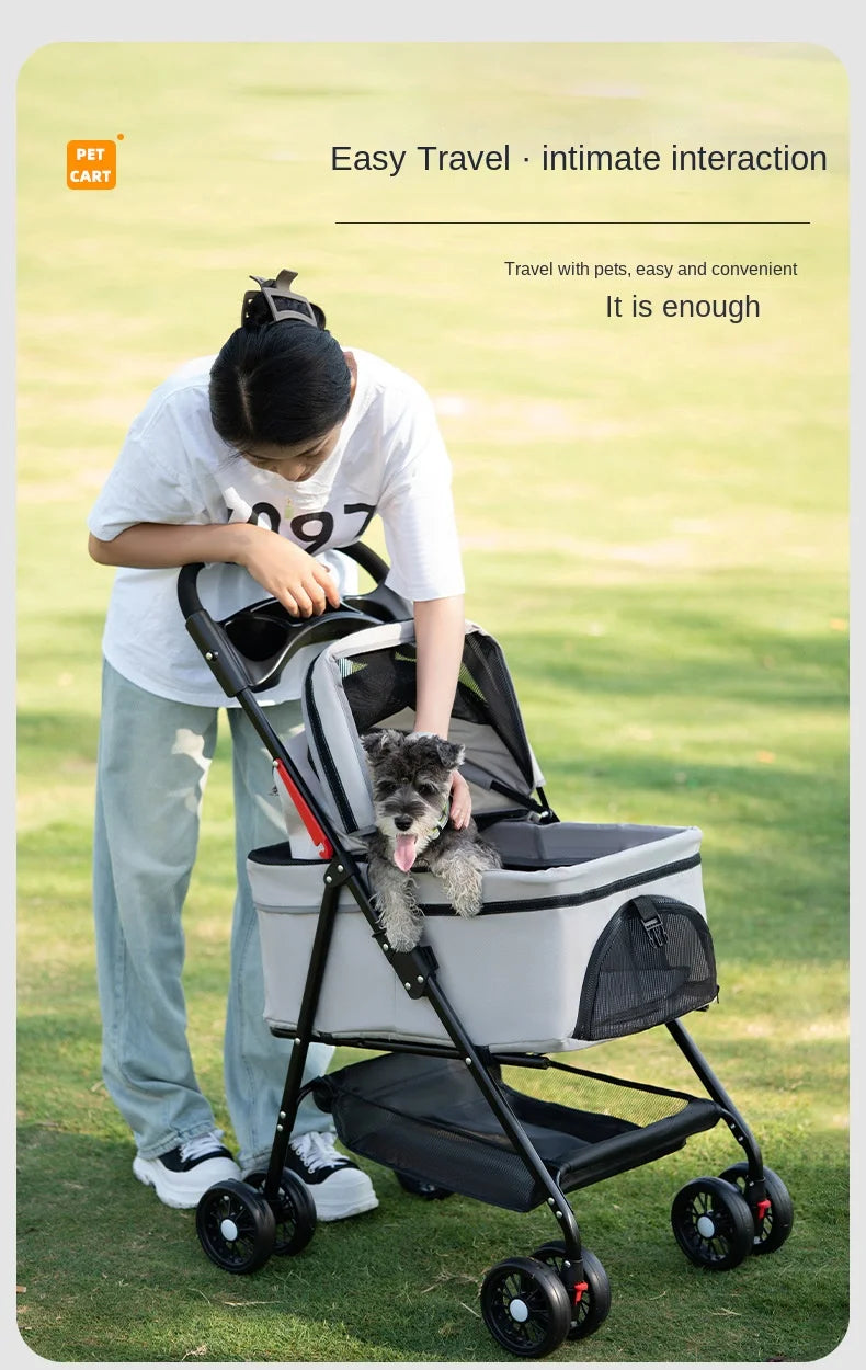 Pet Cart, Dog, Cat, Teddy Baby Stroller, Small Pet Cart, Lightweight and Foldable for Outdoor Travel
