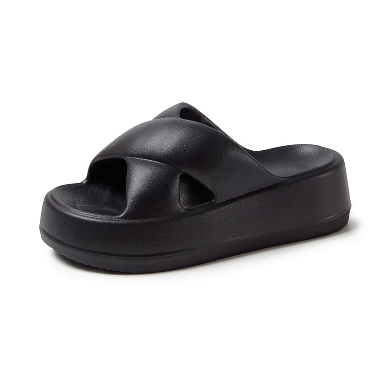 Litfun Women Sandals Soft Sole Slides Home Slippers Thick Bottom EVA Shoes Female Non-Slip Cross Sandals Outdoor Beach Flip Flop