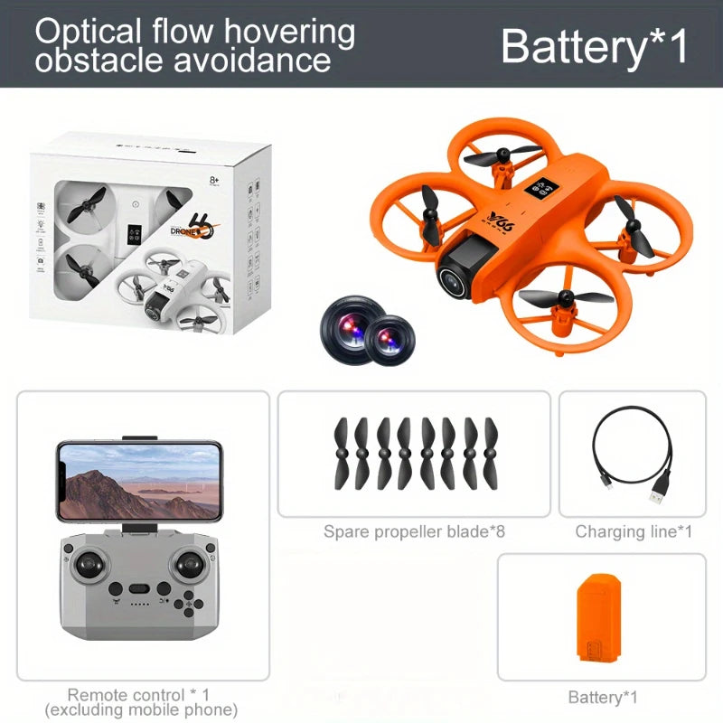 New Mini Drone V66 with 180° Adjustable 4K HD WiFi Camera LED Light Pocket RC Quadcopter Obstacle Avoidance for Adults Kids