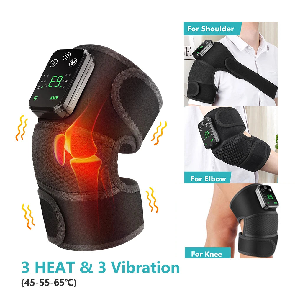 3 in 1 Heating Pad Shoulder Knee Elbow Brace for Arthritis Hot Compresss Joint Massage Strap Promote Blood Circulation Kneepad