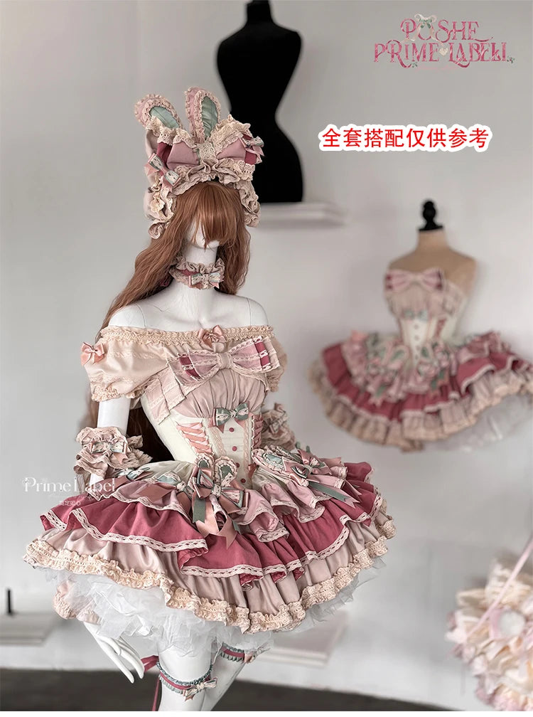 Sweet Cute Girls Lolita Clothing Accessories Set Princess Ribbon Lace Bow Headband Choker Necklace Bracelet and Leg Ring