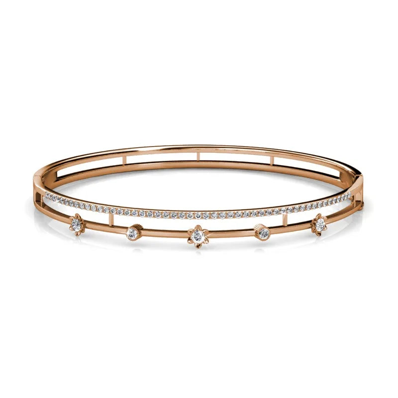 Daisini Crystals From Swarovski Women Bangle High Quality Brass Plated 18k Hand Cuff Bracelet Fashion Jewelry Birthday Gifts
