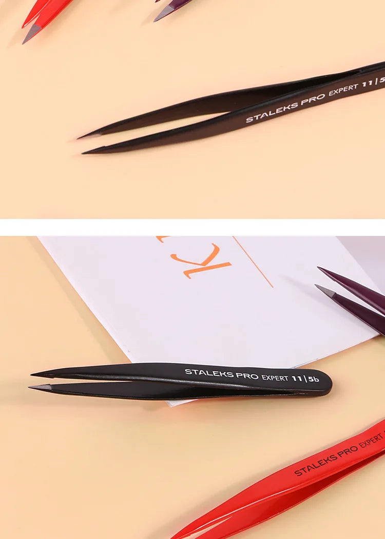 STALEKS Eyebrow Tweezers Professional Stainless Steel Beard Clips Hair Removal Tweezer Eyelash Extension Makeup Tools TE-11-5