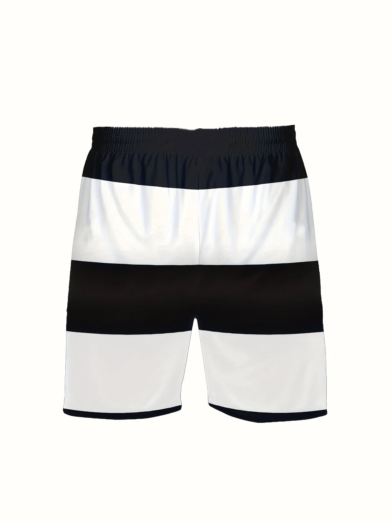 Fashionable men's summer striped print micro elastic breathable round neck T-shirt shorts set outdoor casual two-piece set